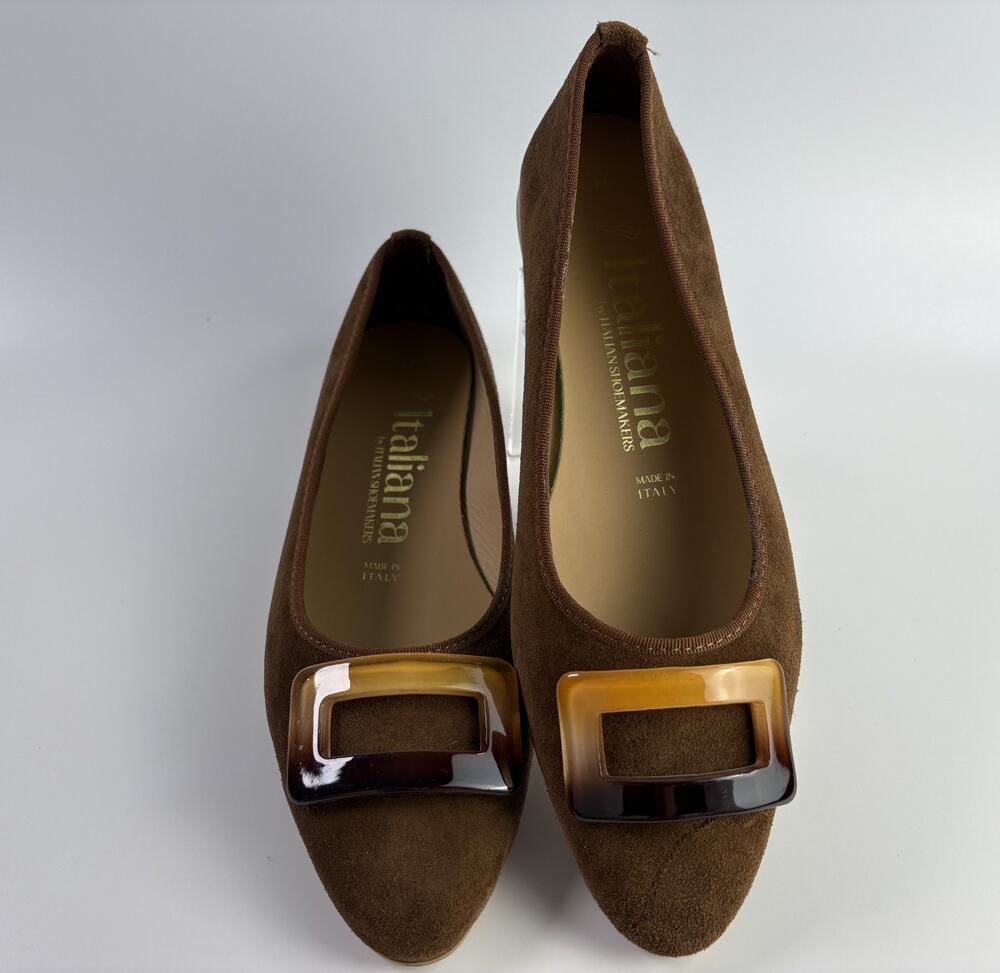 Italian Shoemakers Annika Women's Shoes 10 M Cognac Brown Suede Flats